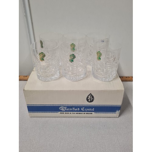 459 - set of 6 new boxed waterford crystal whisky glasses