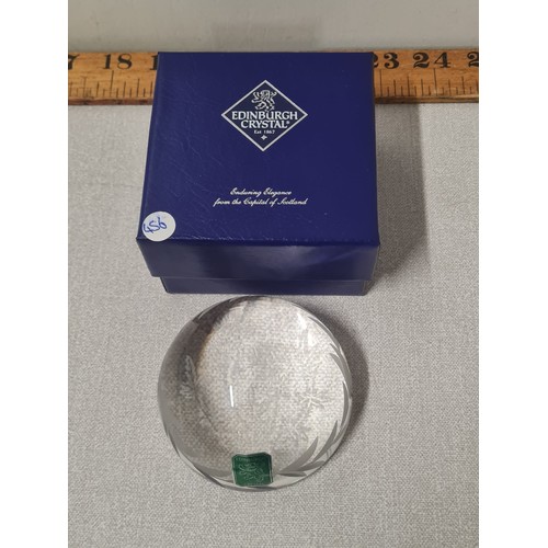 465 - Boxed Edinburgh crystal paperweight