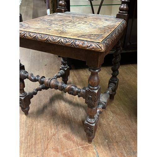 68 - Victorian high back heavily carved hall chair.