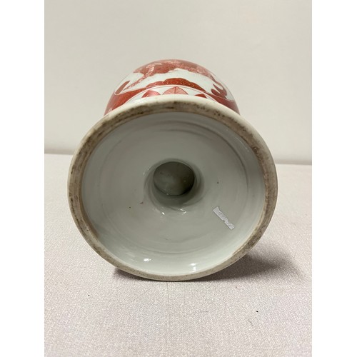 57 - Antique Japanese hand painted panneled urn vase. Vase depicts various figural painted panels. [39cm ... 