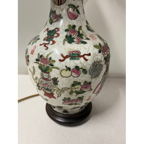 84 - Chinese hand painted table lamp. [66cm high including shade]
