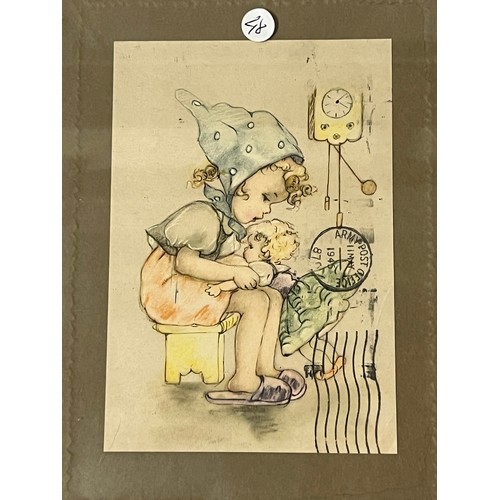 288 - 9 framed hummel pictures/postcards.
17cm x 23cm