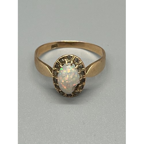 96 - 14ct opal & diamond ring 2.1grams