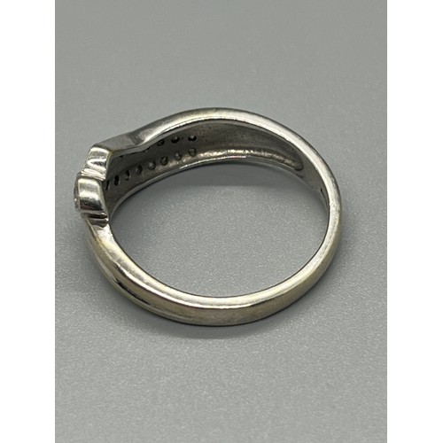 97 - 9ct white gold & diamond cluster ring 3.6g
