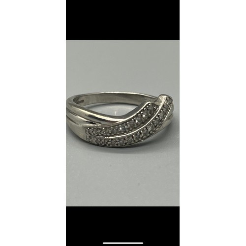 97 - 9ct white gold & diamond cluster ring 3.6g