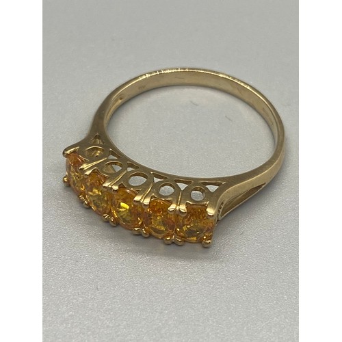 51 - 9ct gold ring with 5 yellow stones
3.9g