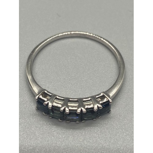 52 - 10ct gold ring with 5 blue stones 
1.7g