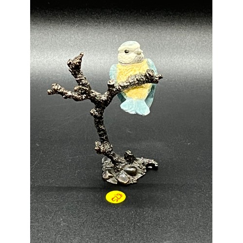 61 - small bronze bird on a tree stamped bowbrook, made in Scotland
9cm h