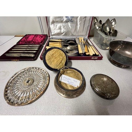 73 - selection of cutlery & 3 silver items