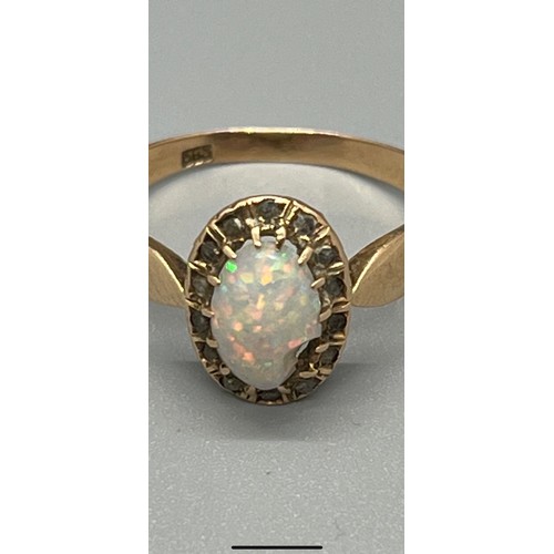 96 - 14ct opal & diamond ring 2.1grams