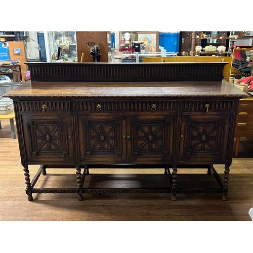 128 - antique oak carved buffet cabinet/sideboard
195cm l x 100cm h x 60cm w