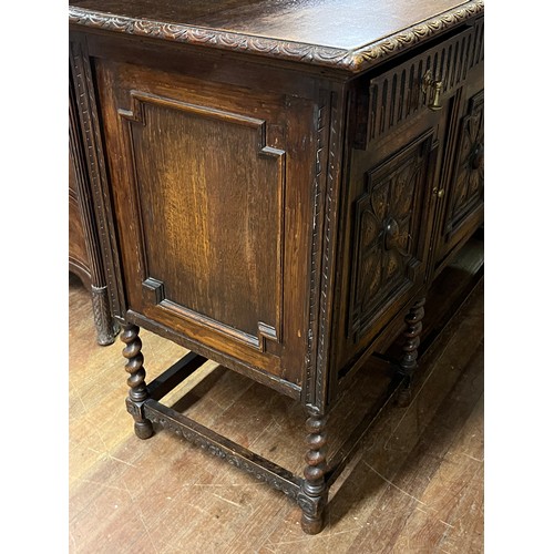 128 - antique oak carved buffet cabinet/sideboard
195cm l x 100cm h x 60cm w