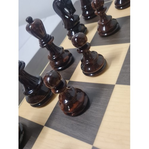 5 - Large good quality chess set with highly glossed wooden weighted pieces.
Board 60cm x 60cm
king 9.5c... 