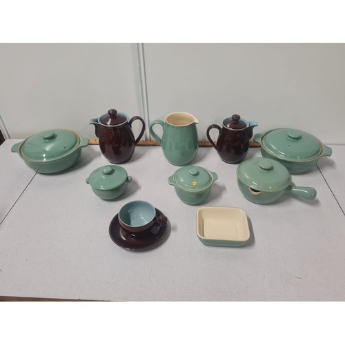 165 - Selection of Denby stoneware to include casseroles & teapots etc.