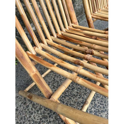 13 - a pair of vintage folding bamboo chairs