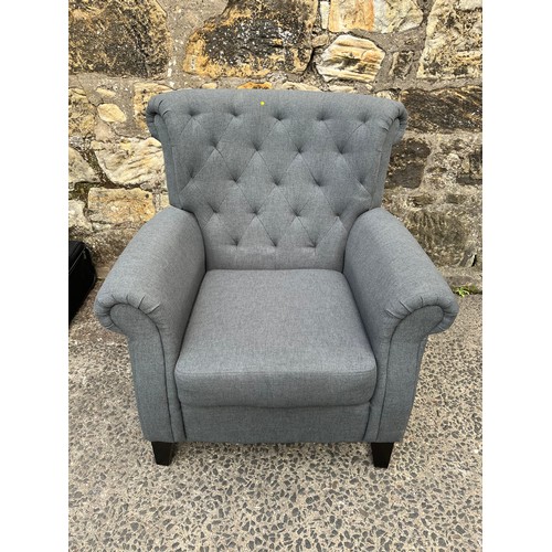 21 - modern grey button back lounge chair