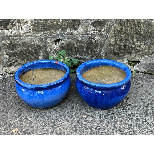 23 - a pair of large blue glazed plant pots
34cm diameter