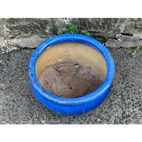 24 - large blue glazed plant pot
44cm diameter