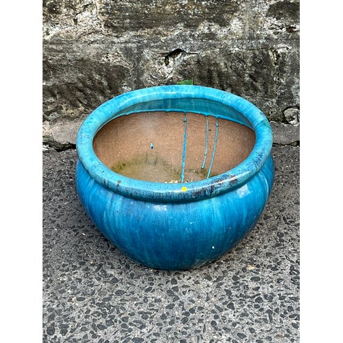 25 - a large blue glazed plant pot
44cm diameter