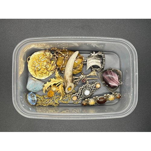 151 - tub of scottish brooches etc