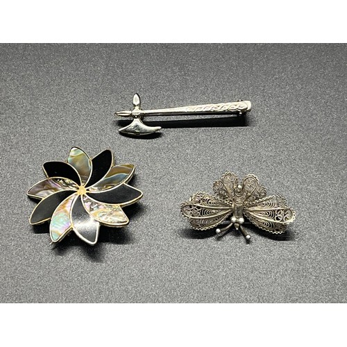 157 - 3 vintage silver brooches