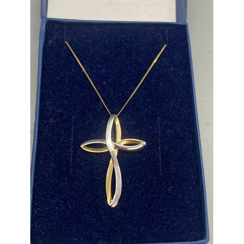 38 - 9ct gold chain & cross