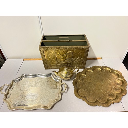 508 - Selection of brass to include Indian brass tray etc.