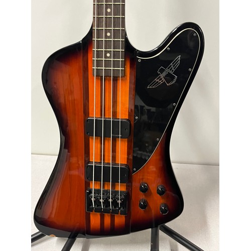 112 - Epiphone Thunderbird Pro Vintage Sunburst Bass Guitar with padded soft case.