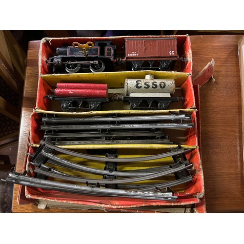 54 - vintage hornby clockwork goods train set no.30 in original box (distressed)