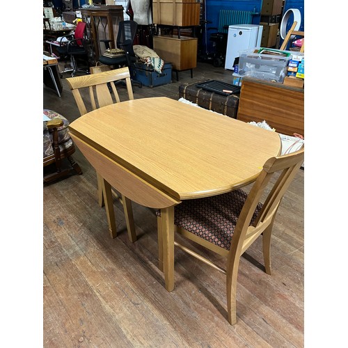 104 - solid wood table & 2 chairs