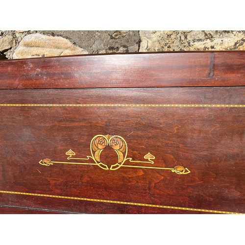239 - antique wooden bed frame with art nouveau design, aris
(small double)