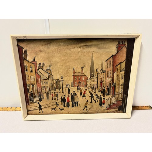 300 - Framed L.S. Lowry print 'A Lancashire Village'
53cm x 40cm