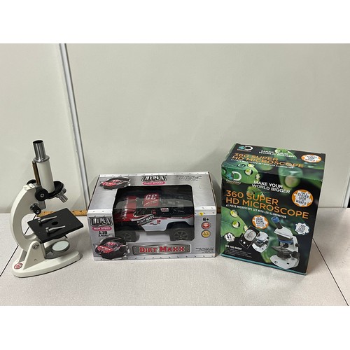 333 - boxed remote control car , hd microscope & 1 other microscope