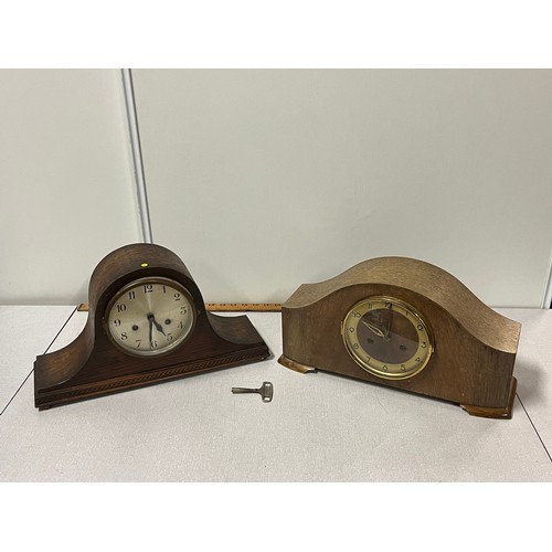 334 - 2 vintage mantle clocks 1 needs pendulum