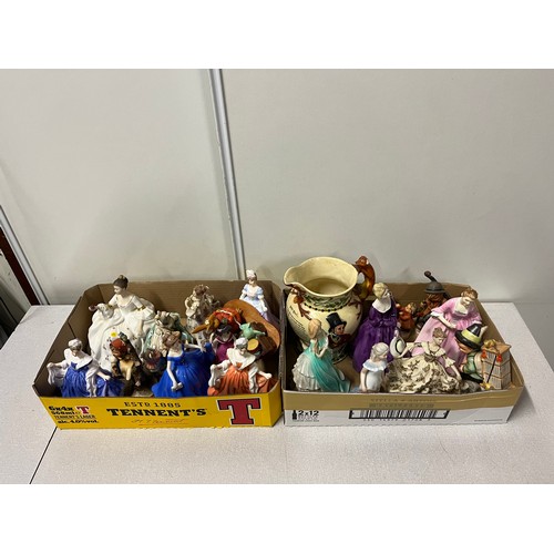 254 - Large collection of figurines to include Royal Doulton, Hummel, (some as found) 19 items