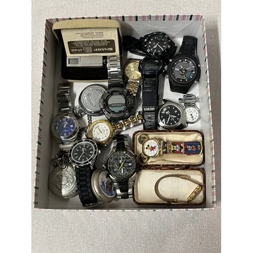 6 - box of assorted watches to include pulsar , casio etc