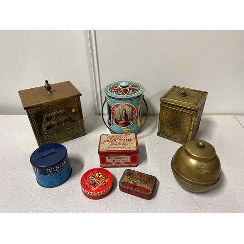 163 - Selection of vintage tins & tea caddy's.
