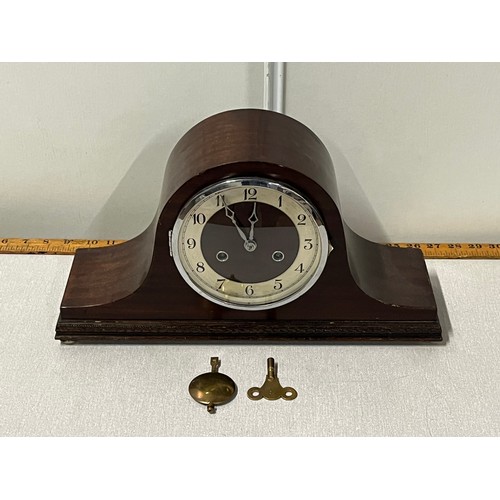 190 - Large Napoleon mantle clock with key & pendulum working.