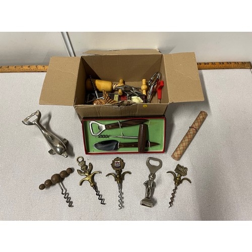 103 - Box of vintage corkscrews & bottle openers.