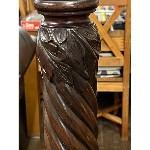 118 - Highly carved solid wood barley twist floor lamp.