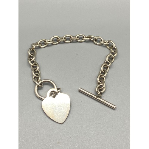 82 - silver heart & bar bracelet