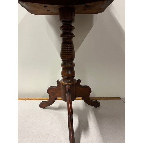 24 - Antique pedestal sewing table.