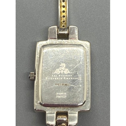 70 - elizabeth emanuel silver & mother of pearl wrist watch