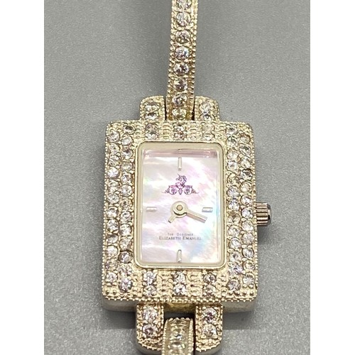 70 - elizabeth emanuel silver & mother of pearl wrist watch