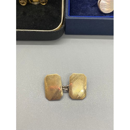 71 - 3 pairs of cufflinks to include vintage 9ct gold & silver pair