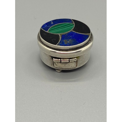 74 - silver & enamel pill box stamped 970