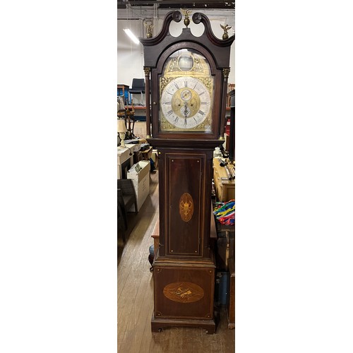 100A - Mahogany Long Case Clock With Inlaid Case, Brass Face by McGibbon of Dumfries