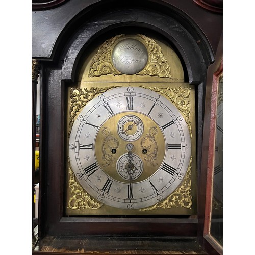 100A - Mahogany Long Case Clock With Inlaid Case, Brass Face by McGibbon of Dumfries
