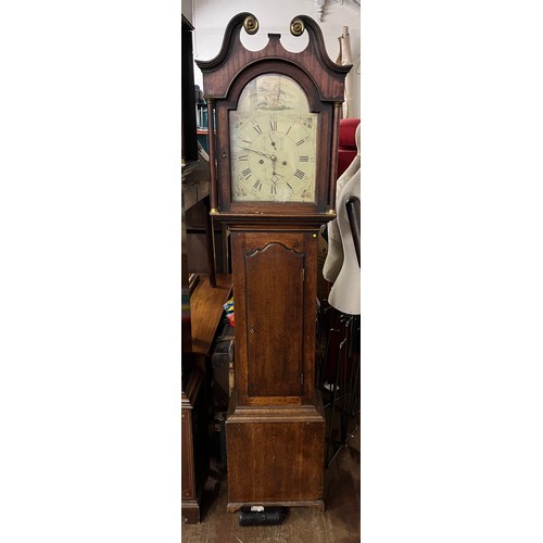 111 - Oak Long Case Clock With Painted Dial
