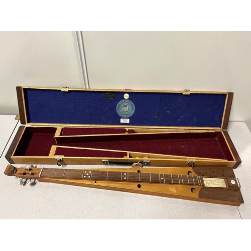 62 - Vintage Dulcimer with intricate oriental carving on bone with hard case.